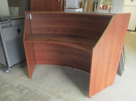 Wood Grain Semi-Circle Receptionist Desk