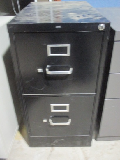 HON Black Metal 2  Drawer File Cabinet