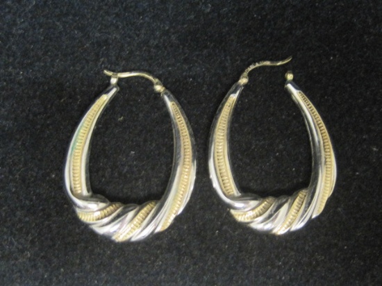 14k Gold 2 Tone Hoop Earrings