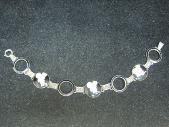 Sterling Silver 7 1/2" Antique Onyx Bracelet
