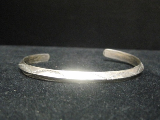 Sterling Silver Etched Cuff Bracelet