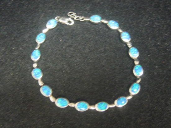 Sterling Silver 8" Bracelet with Irridescent Stones