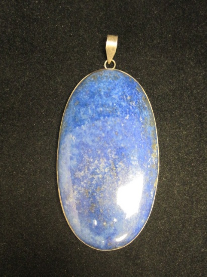 Very Large Lapis Pendant with Sterling Silver Bezel