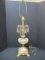 Vintage Cut Glass and Brass Lamp with Crystal Prisms