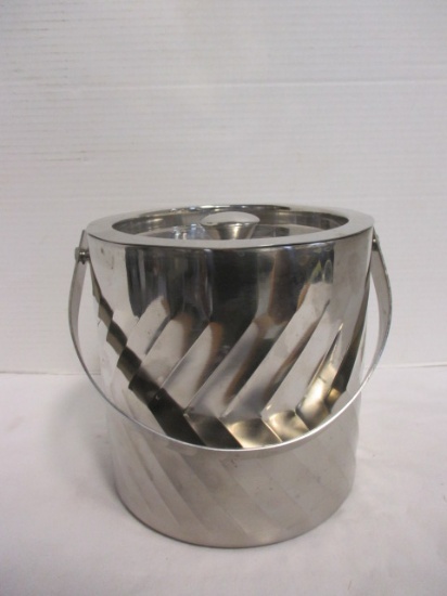 Silver Aluminum Lined Ice Bucket with Lid and Handle
