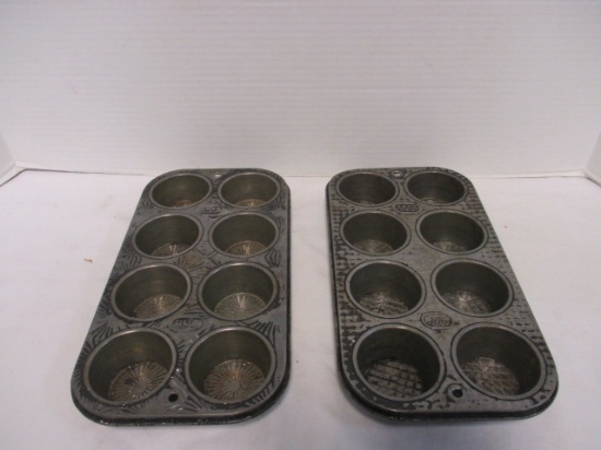 2 Vintage EKCO USA Ovenex 8-Cup Muffin Baking Tins