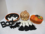 Collection of Halloween Decorations and Serving Pieces