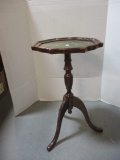 Vintage Wood Pedestal 3-Legged Occasional Table