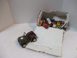Vintage Tonka Army Jeep and Matchbox Cars in Carry Case