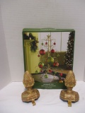 New Old Stock Ornament Tree and 2 Finial Stocking Holders