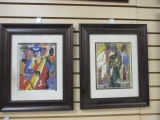 Pair of Signed K. W. Henderson Prints - Framed and Matted