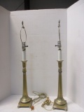 Pair of Vintage Brass Candlestick Buffet Lamps