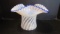 Fenton Blue Crest White Swirl Design Ruffle Vase