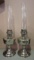 Pair of Aladdin Metal Model 12 Burner Oil Lamps with Lox-On Chimneys