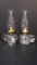 Two B&P Clear Glass Finger Hold Oil Lamps