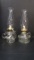Two B&P Clear Glass Finger Hold Oil Lamps