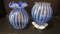 Pair of Fenton Blue/White Swirl Art Glass Shades