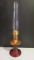 1978 Aladdin Amber Lincoln Drape No. 23 Burner Oil Lamp with Aladdin Lox-On Chimney