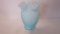 Fenton Cased Blue Hobnail Ruffle Vase