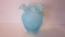 Fenton Opalescent Blue Hobnail Ruffle Vase