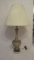 Midcentury Satin Glass Genie Bottle Lamp with Marble Base