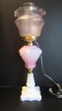 Vintage Fenton Puffy Rose Electric Lamp with 