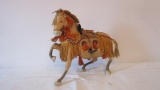 Vintage Paper Mache War Horse Figure with Embellishments