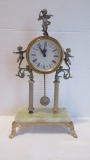 Ritz Ornate Cherub Figural Wind-Up Alarm Clock with Onyx Stone Base