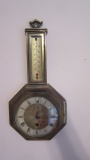 Vintage Brass West German Clock with Made in USA Thermometer 8 Day Wall Clock