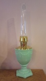 2004 Aladdin Jadeite Vase Lamp with No. 23 Burner and Aladdin Chimney