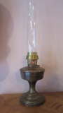Vintage Aladdin Brass Model 12 Burner Oil Lamp with Aladdin Lox-On Chimney