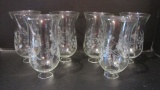 Six Clear Glass Etched Grape Cluster Hurricane Shades