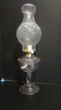 Clear Glass Oil Lamp with Clear Puffy Rose Chimney