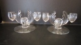 Pair of Heisey Clear Glass Candle Holders
