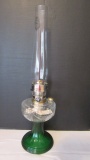2013 Aladdin Clear Lincoln Drape Oil Font with Green Foot No. 23 Burner Oil Lamp