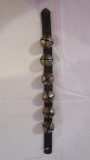 Vintage Sleigh Bells on Black Leather Strap