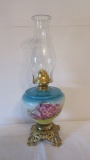 B&P Floral Decal Mantle Oil Lamp