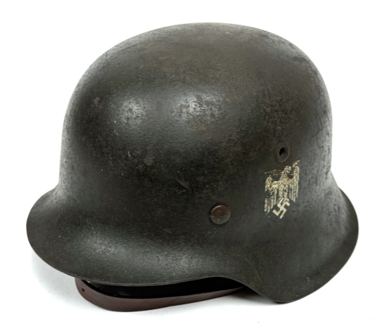 Original German WWII M42 Single Decal “ckl62” Heer Army Helmet w/ Liner & Chinstrap