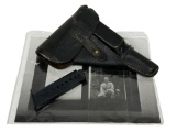 German WWII P38 Black Pebblegrain Leather Softshell ‘cxb/4’ Holster + Magazine w/ bringback history