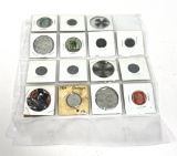German Nazi Item Lot - Coins, Badges, Iron Cross, & Stamps