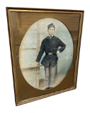 Framed Antique Civil War Pastel Condederate Boy Soldier Artwork