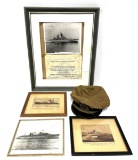Vintage USN Lot - WWI Navy Officer Visor Cap & More