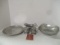 Pewter Sauce Boat, Square Serving Bowl, Round Tray and Set of Salt/Pepper Shakers