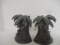 Pair of Sculpted Resin Monkeys on Palm Bookends