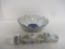 Blue and White Porcelain Flower Form Bowl and Six Sheffield Porcelain