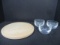 Mariposa Brillante Round Charcuterie Board and Three Crystal Bowls