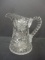 Heavy Crystal Pitcher with Etched Floral Design