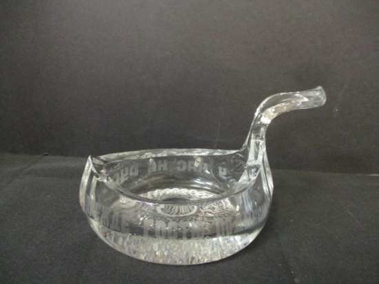 Heavy Crystal Glass Bowl with Swan Handle and Russian? Etc.