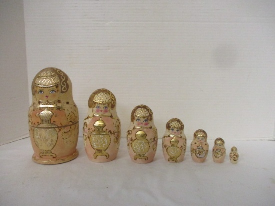 Hand Painted Wood Russian Nesting Dolls - 7 Sizes