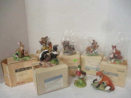 6 Franklin Mint "Woodland Wildlife" Figurines with COAs in Original Boxes